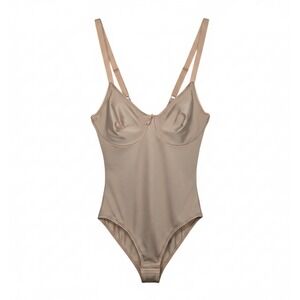 Vintage Wacoal 80182 38 B Shiny Beige Nylon Spandex Teddy Bodysuit Lingerie